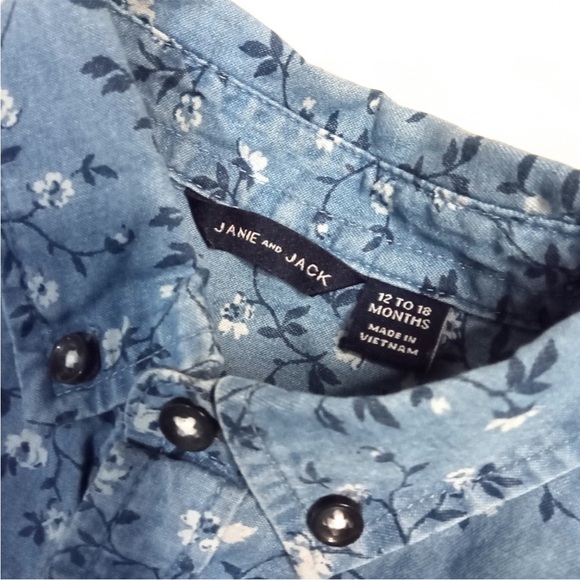 Janie and Jack Denim Blue Floral Shirt - Picture 6 of 8